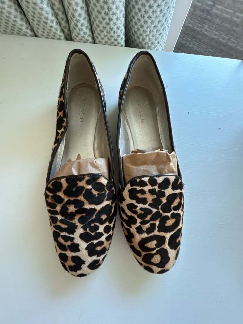 Coach Loafers Size 8 B Leopard Calf Hair Flats
